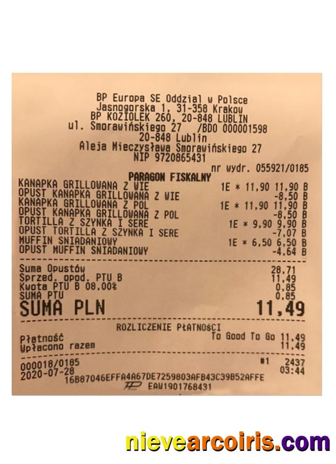 BP EUROPA SE ODDZIAL receipt